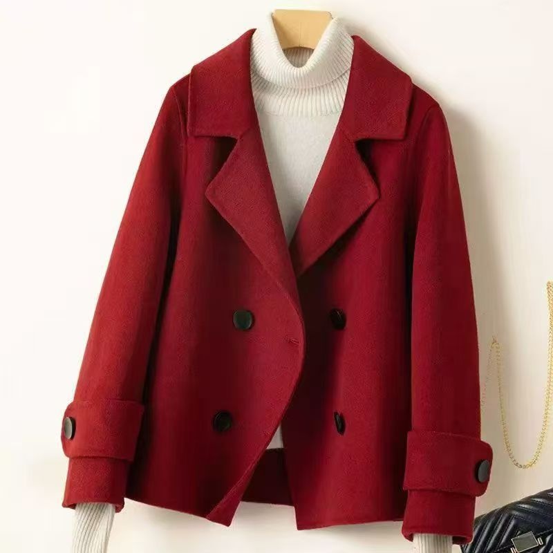 Double-breasted Wool Coat Women’s Mid-length Fashion Blazer_voghion.com