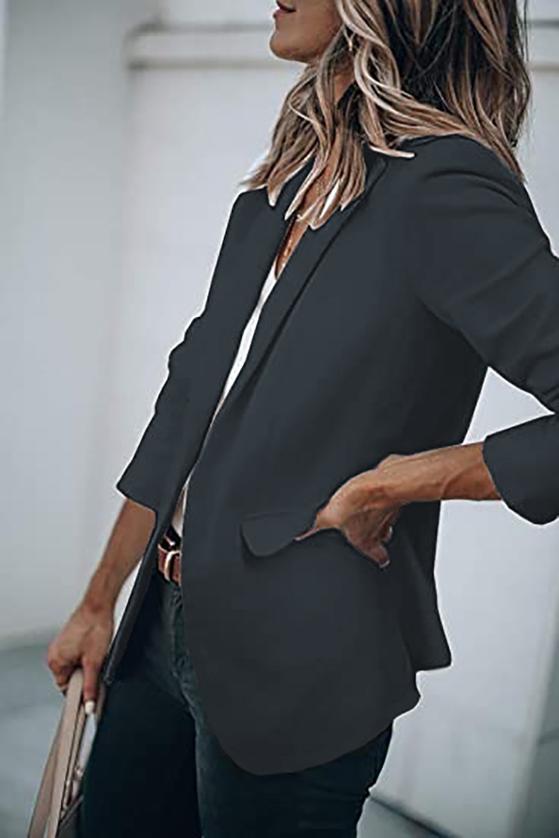 2025 Autumn New Elegant Jacket Wish Women's Long Sleeve Solid Color Suit Collar Single-Breasted Blazer_voghion.com