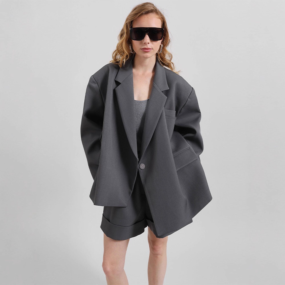 Elegant Irregular Hem Side-slit Blazer For Women For Daily Style_voghion.com