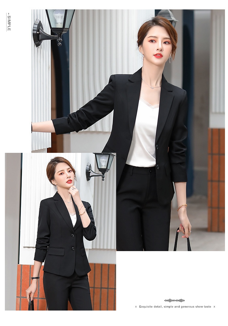 New Spring Collection Long-sleeve Set For Women, Formal Interview Attire, Slim-fit Black Blazer, Women's Suit_voghion.com