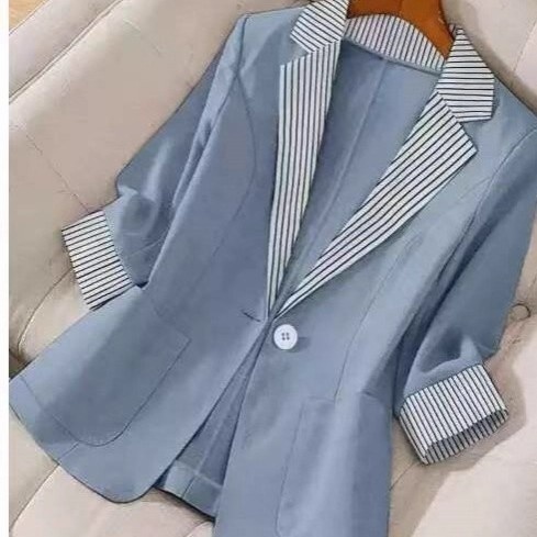 Blazer da donna in stile britannico, modello ampio e snellente, con revers a blocchi di colore, nuovo, stile transfrontaliero europeo e americano, 2025._voghion.com