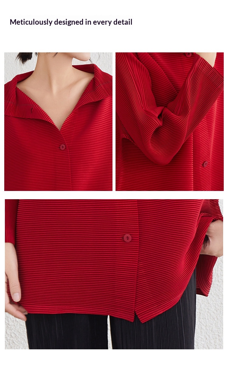 Cardigan giacca plissettata donna taglie comode stile autunnale_voghion.com