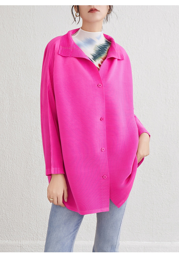 Cardigan giacca plissettata donna taglie comode stile autunnale_voghion.com