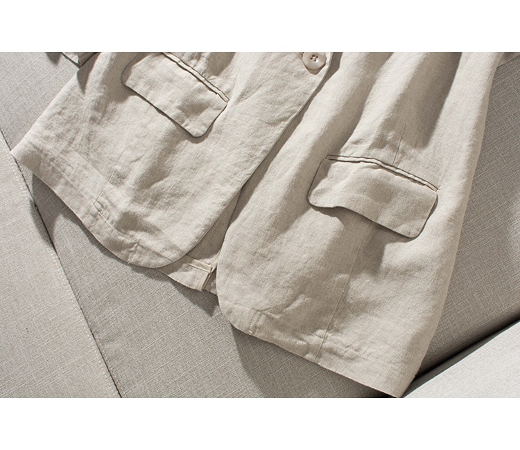 Blazer décontracté en pur lin pour femme coupe ample_voghion.com