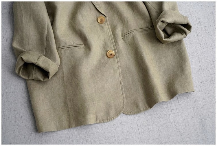 Blazer Donna Elegante In Misto Cotone E Lino A Maniche Lunghe_voghion.com