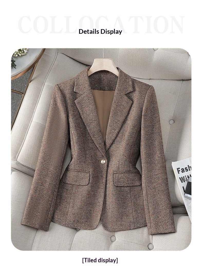 Blazer marrone in lana da donna stile chic autunno inverno_voghion.com