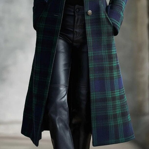 Damen Blazer Mit Karomuster Und Digitaldruck Einreiher Jacke_voghion.com
