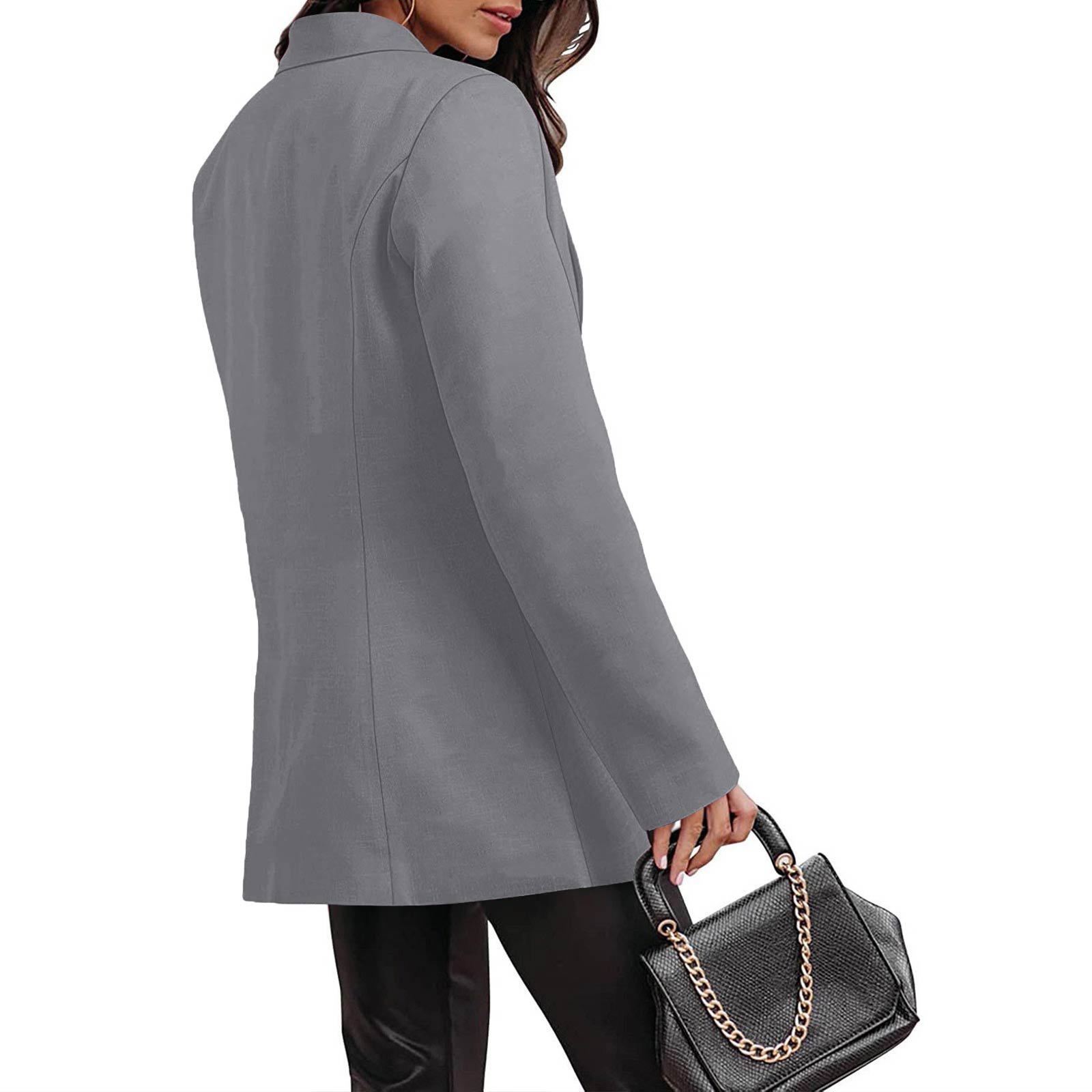 Blazer donna casual maniche lunghe tinta unita stile ufficio_voghion.com