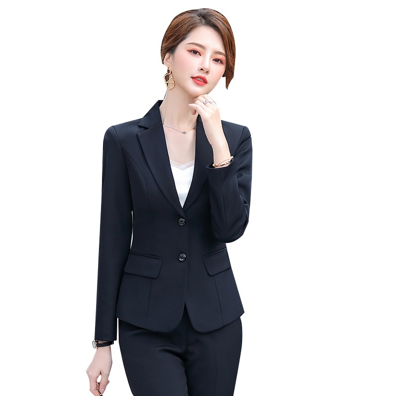 New Spring Collection Long-sleeve Set For Women, Formal Interview Attire, Slim-fit Black Blazer, Women's Suit_voghion.com
