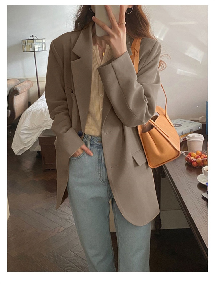 Pink Blazer 2022, Drapey, Suitable Spring, Autumn, Winter, Petite Chic Women's Suit, Casual And Versatile For Commuting_voghion.com
