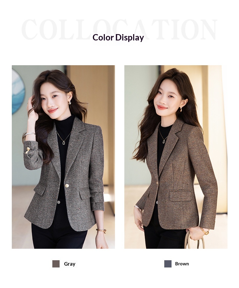 Blazer marrone in lana da donna stile chic autunno inverno_voghion.com