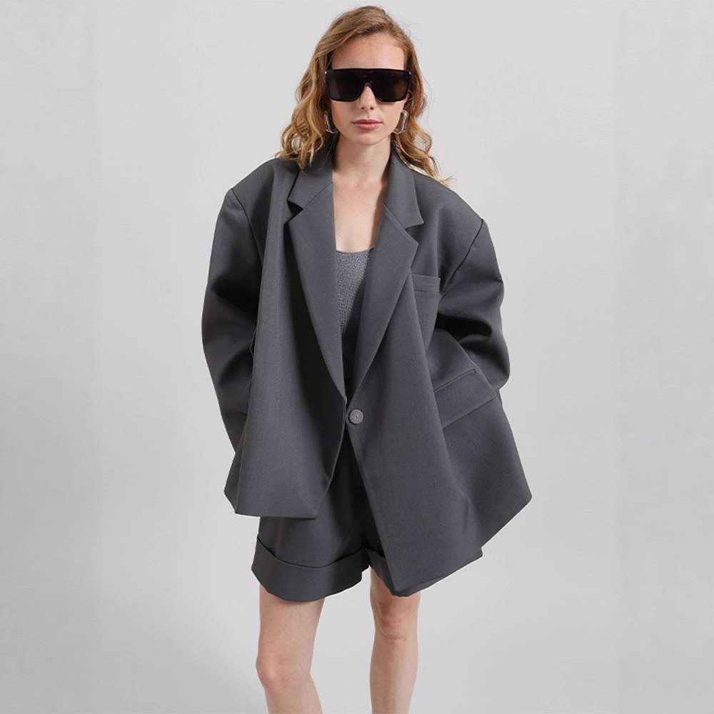 2025 Autumn Women's Fashion Cross-Border Bestseller Elegant High-End Irregular Hem Side-Slit Blazer_voghion.com