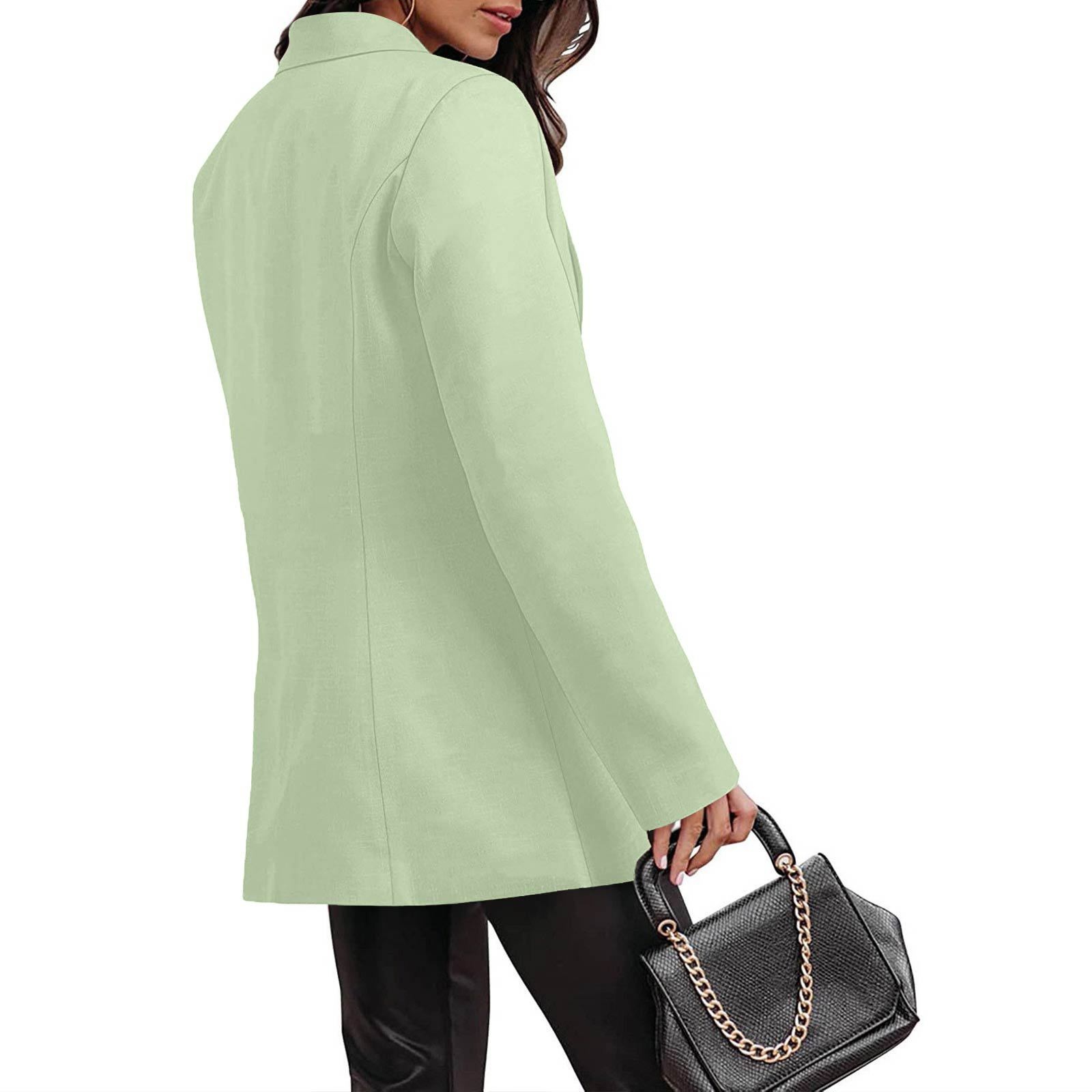 Blazer donna casual maniche lunghe tinta unita stile ufficio_voghion.com