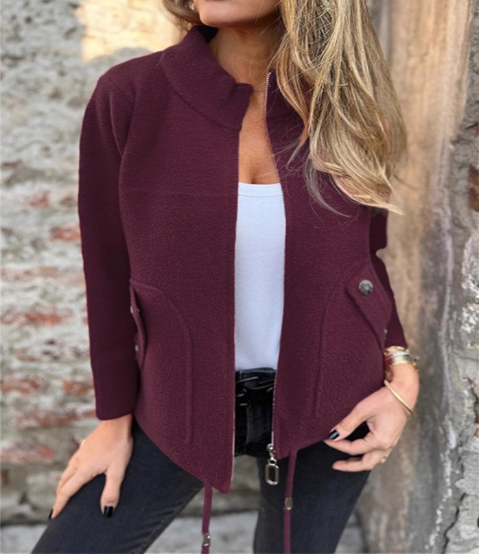 Damen Wollblazer Mit Reverskragen Und Bindegürtel Für Den Winter_voghion.com