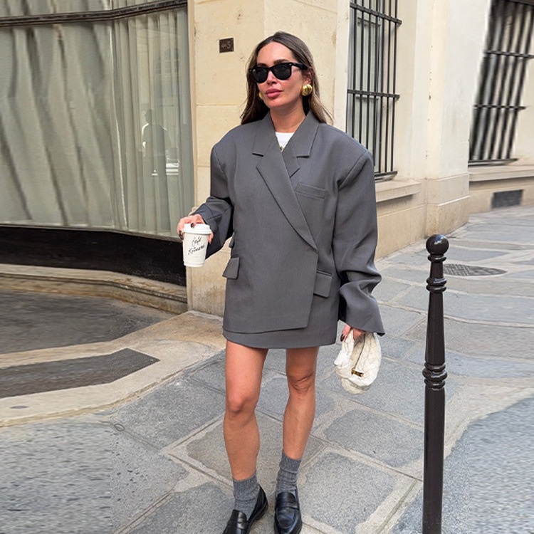 2025 Autumn Women's Fashion Cross-Border Bestseller Elegant High-End Irregular Hem Side-Slit Blazer_voghion.com