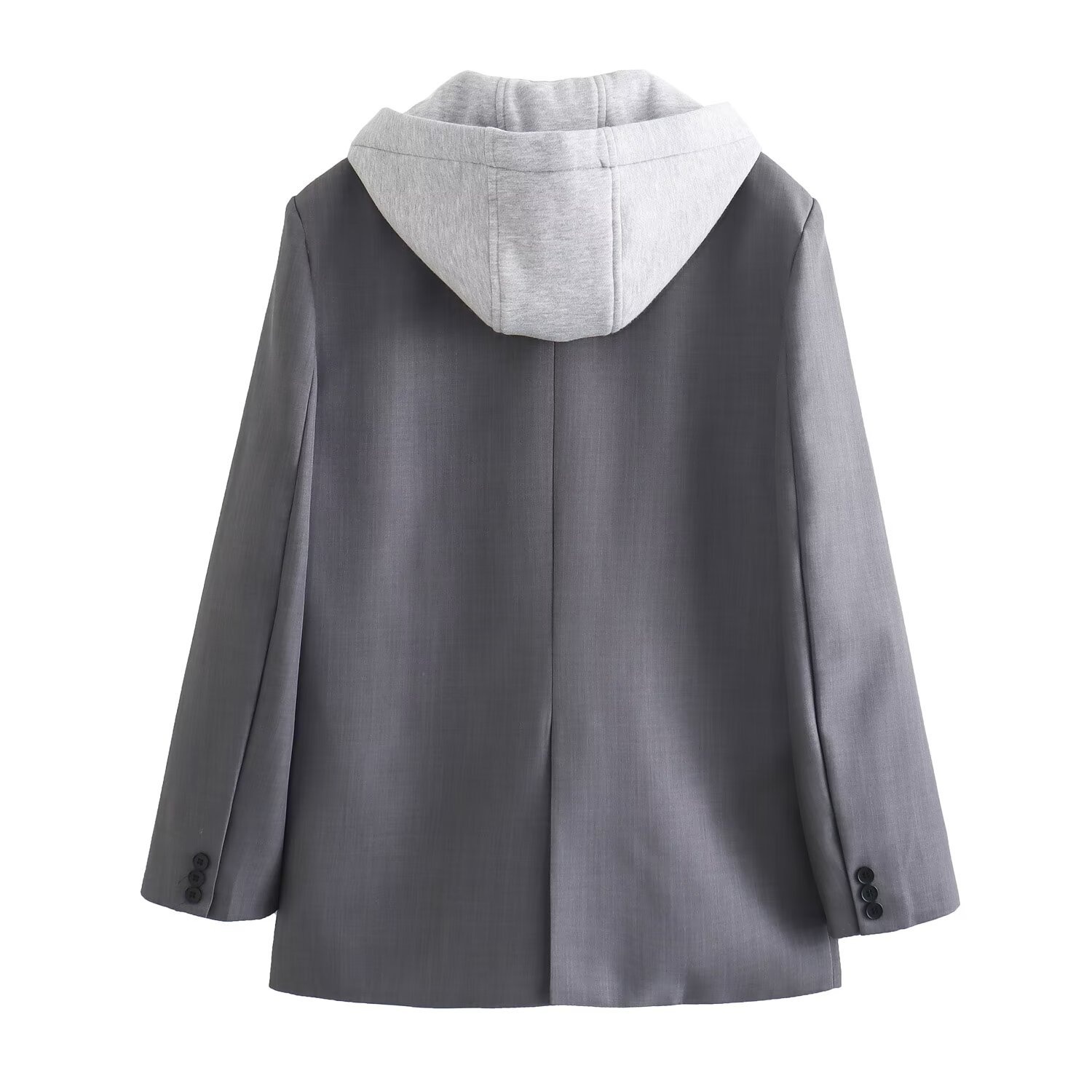 Damen Blazer Mit Kapuze Im Patchwork Design Street Style_voghion.com