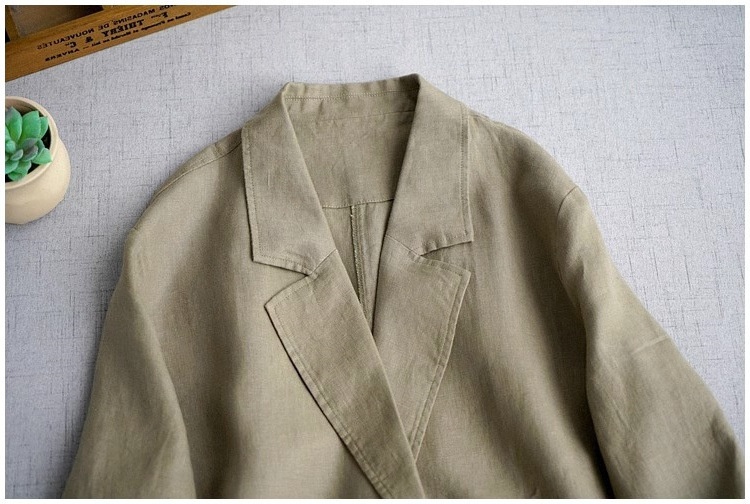 Blazer Donna Elegante In Misto Cotone E Lino A Maniche Lunghe_voghion.com