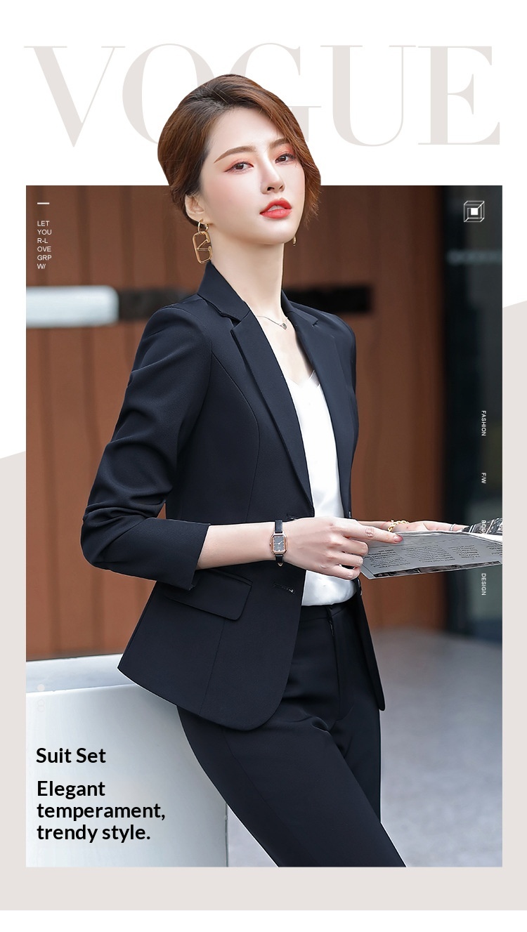 New Spring Collection Long-sleeve Set For Women, Formal Interview Attire, Slim-fit Black Blazer, Women's Suit_voghion.com