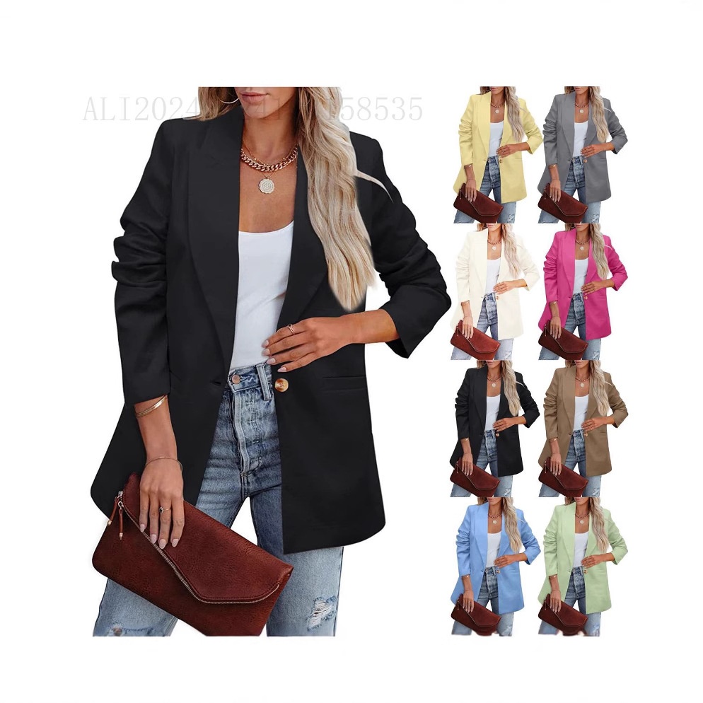 Blazer da donna a maniche lunghe, tinta unita, stile OL, nuovo, bestseller europeo e americano del 2025._voghion.com