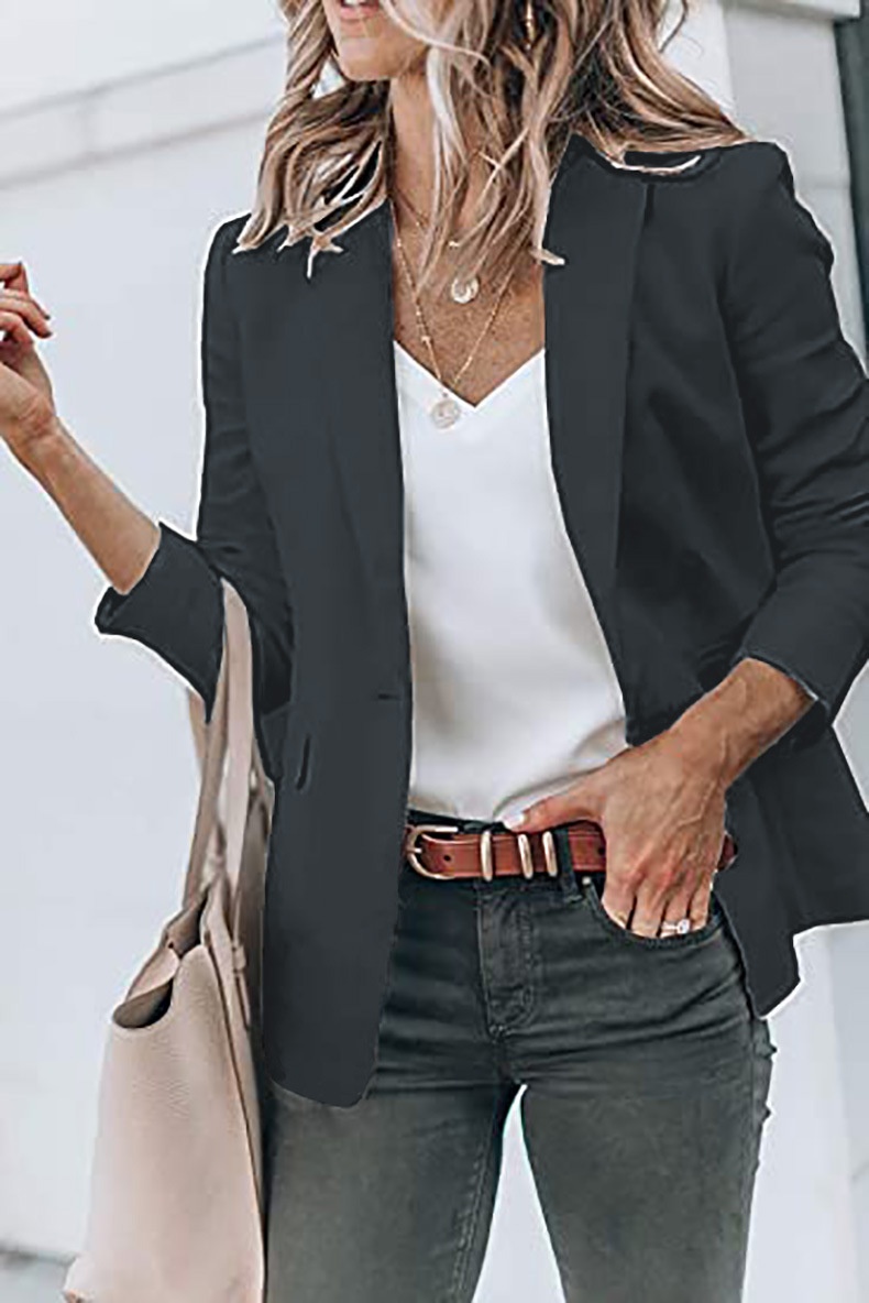 2025 Autumn New Elegant Jacket Wish Women's Long Sleeve Solid Color Suit Collar Single-Breasted Blazer_voghion.com