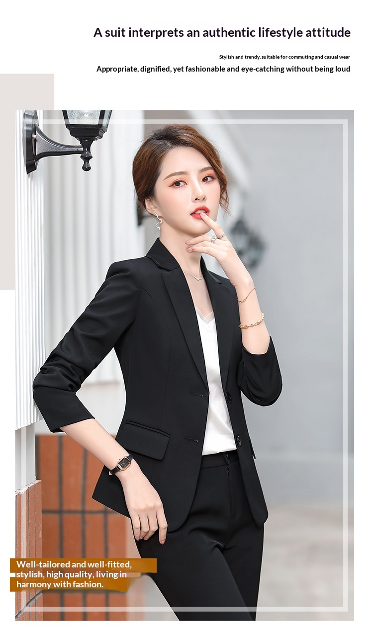 New Spring Collection Long-sleeve Set For Women, Formal Interview Attire, Slim-fit Black Blazer, Women's Suit_voghion.com