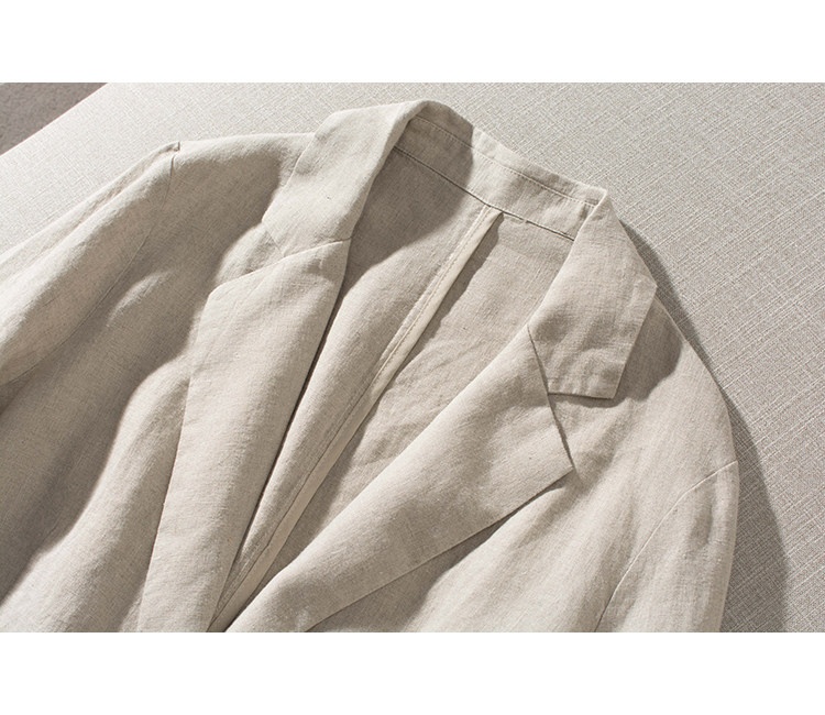 Blazer décontracté en pur lin pour femme coupe ample_voghion.com