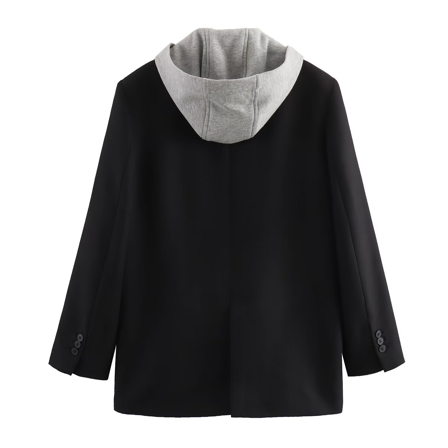 Damen Blazer Mit Kapuze Im Patchwork Design Street Style_voghion.com