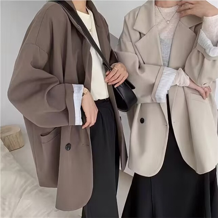 Blazer casual da donna color caffè per stile urbano primavera_voghion.com