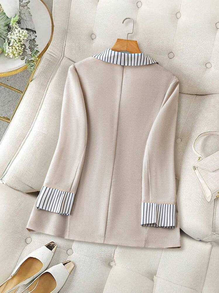 Blazer da donna in stile britannico, modello ampio e snellente, con revers a blocchi di colore, nuovo, stile transfrontaliero europeo e americano, 2025._voghion.com