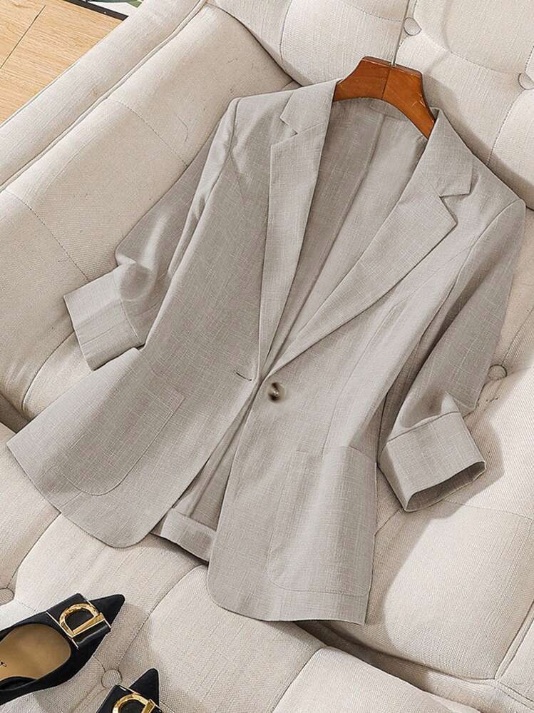 Blazer da donna in stile britannico, modello ampio e snellente, con revers a blocchi di colore, nuovo, stile transfrontaliero europeo e americano, 2025._voghion.com