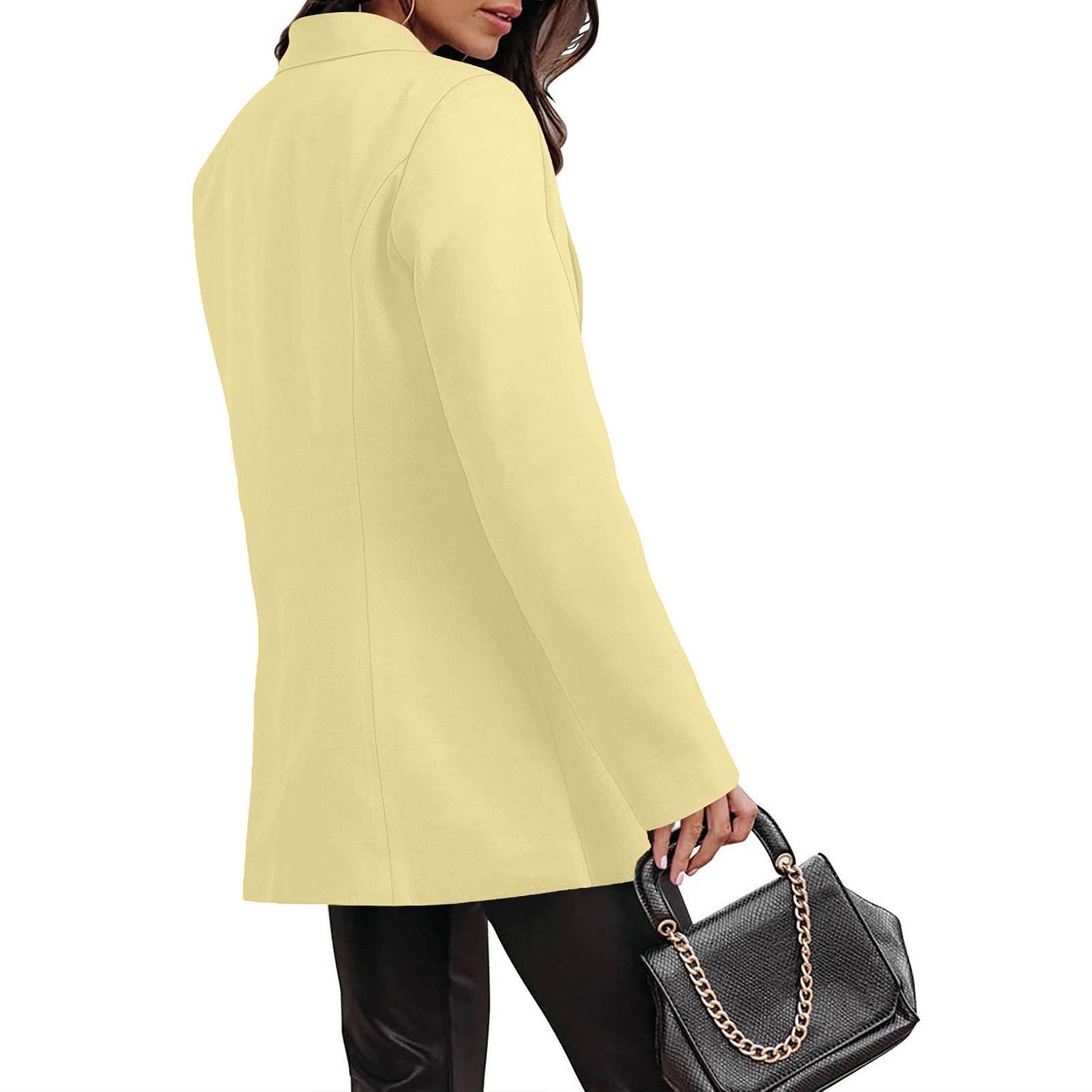 Blazer donna casual maniche lunghe tinta unita stile ufficio_voghion.com
