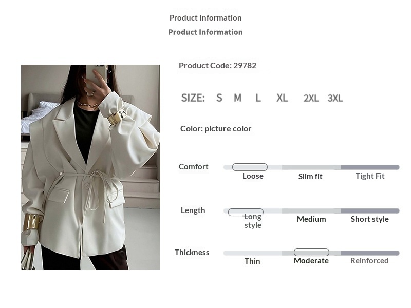Women's Slim Fit Blazer With Tie Waist Elegant Versatile Jacket_voghion.com