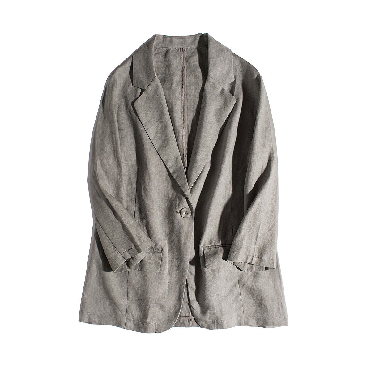 Blazer décontracté en pur lin pour femme coupe ample_voghion.com