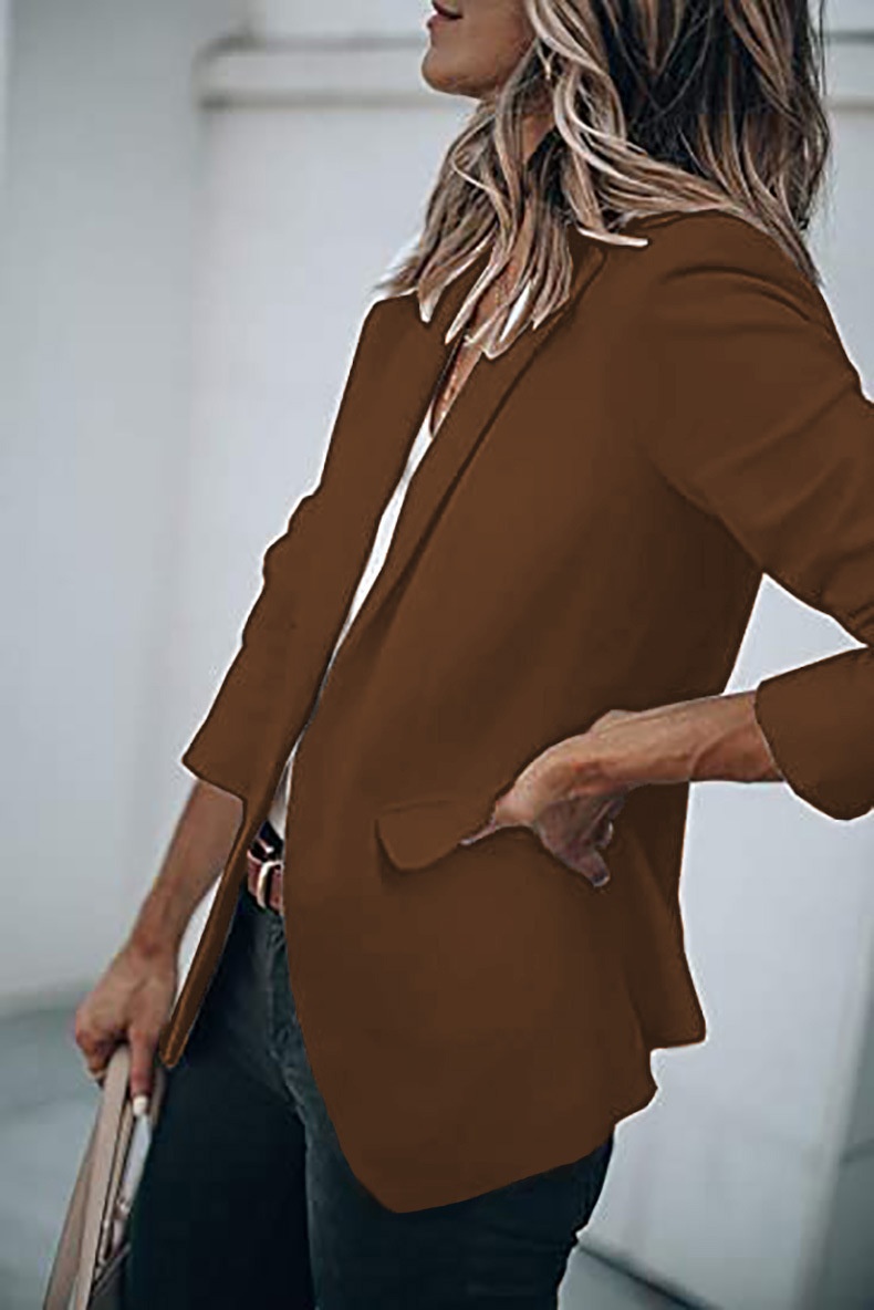 2025 Autumn New Elegant Jacket Wish Women's Long Sleeve Solid Color Suit Collar Single-Breasted Blazer_voghion.com