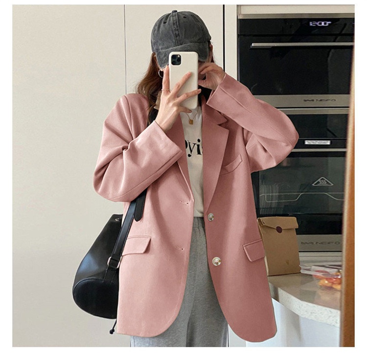 Pink Blazer 2022, Drapey, Suitable Spring, Autumn, Winter, Petite Chic Women's Suit, Casual And Versatile For Commuting_voghion.com