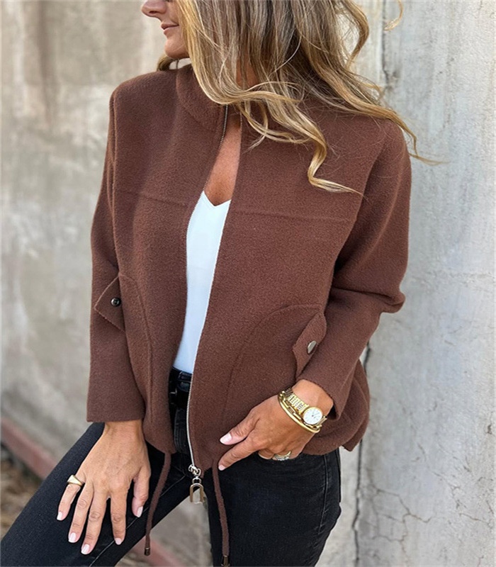 Damen Wollblazer Mit Reverskragen Und Bindegürtel Für Den Winter_voghion.com
