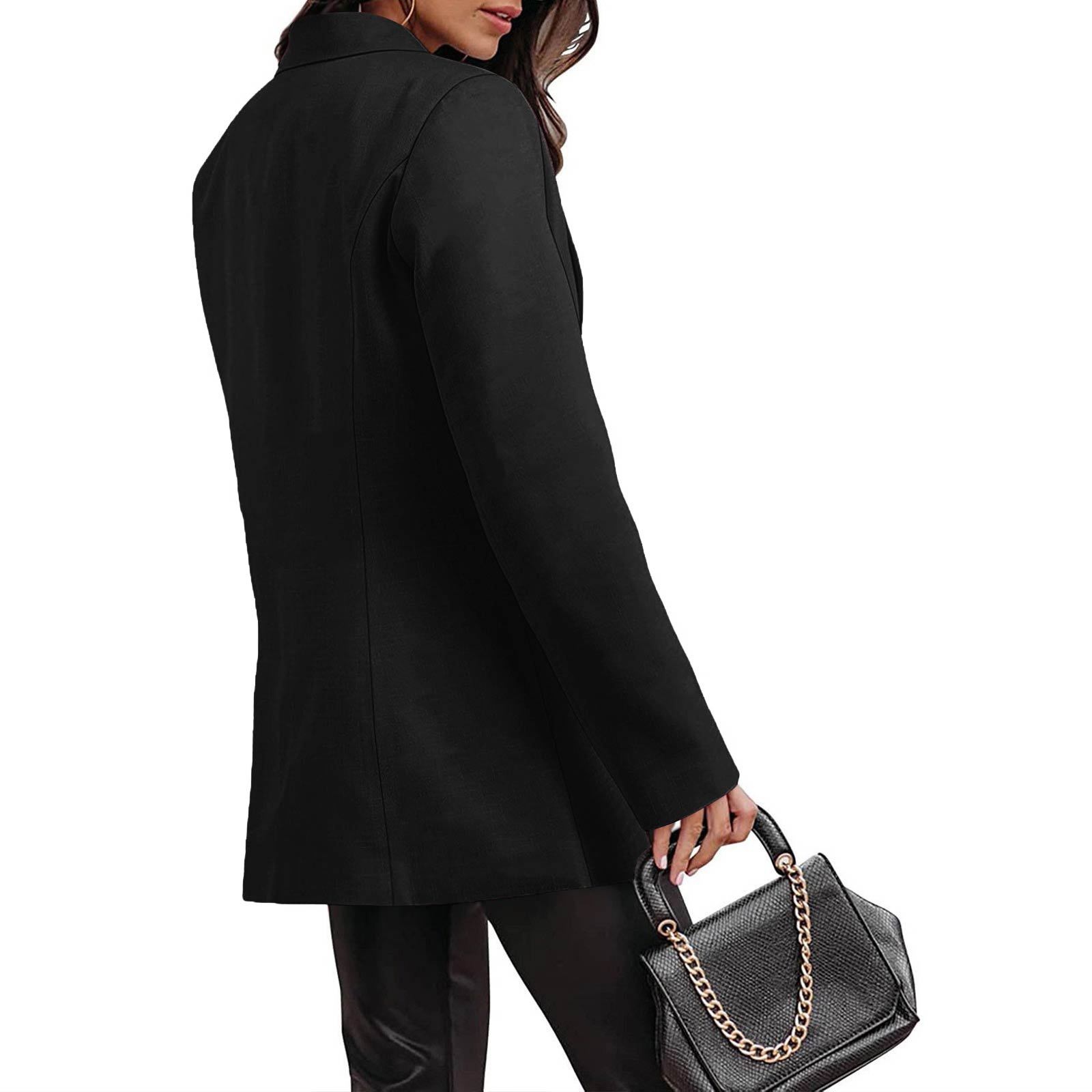 Blazer donna casual maniche lunghe tinta unita stile ufficio_voghion.com