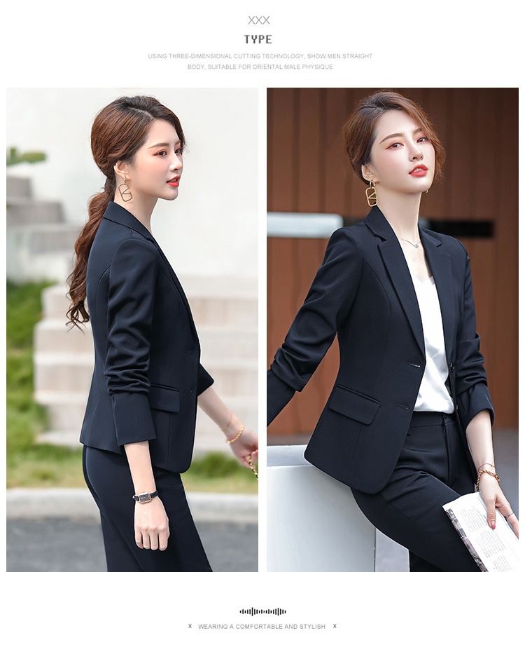 New Spring Collection Long-sleeve Set For Women, Formal Interview Attire, Slim-fit Black Blazer, Women's Suit_voghion.com