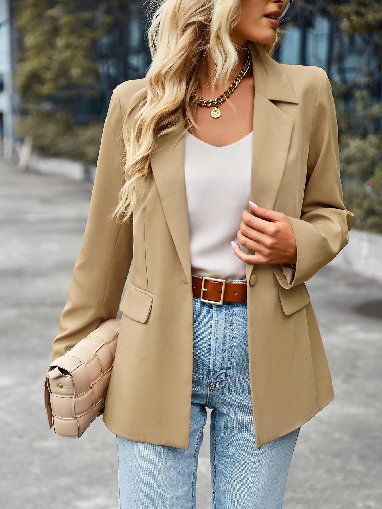 Blazer casual a maniche corte 2025, giacca versatile per l'inverno, ideale per abiti formali professionali da donna con design patchwork._voghion.com