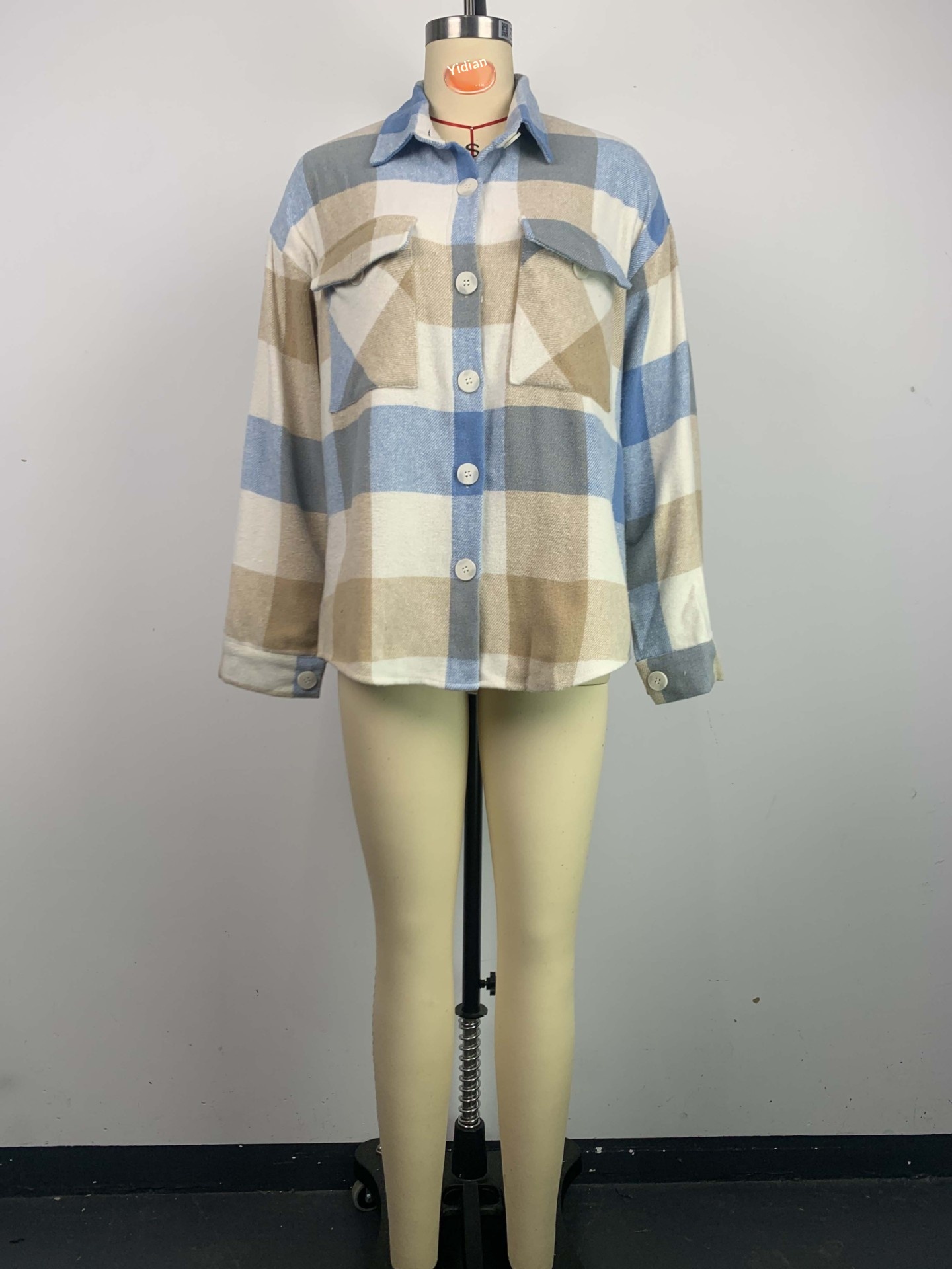 Stylish Women's Plaid Shirt Jacket Brushed Woolen Coat For Autumn_voghion.com