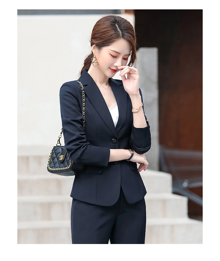 New Spring Collection Long-sleeve Set For Women, Formal Interview Attire, Slim-fit Black Blazer, Women's Suit_voghion.com