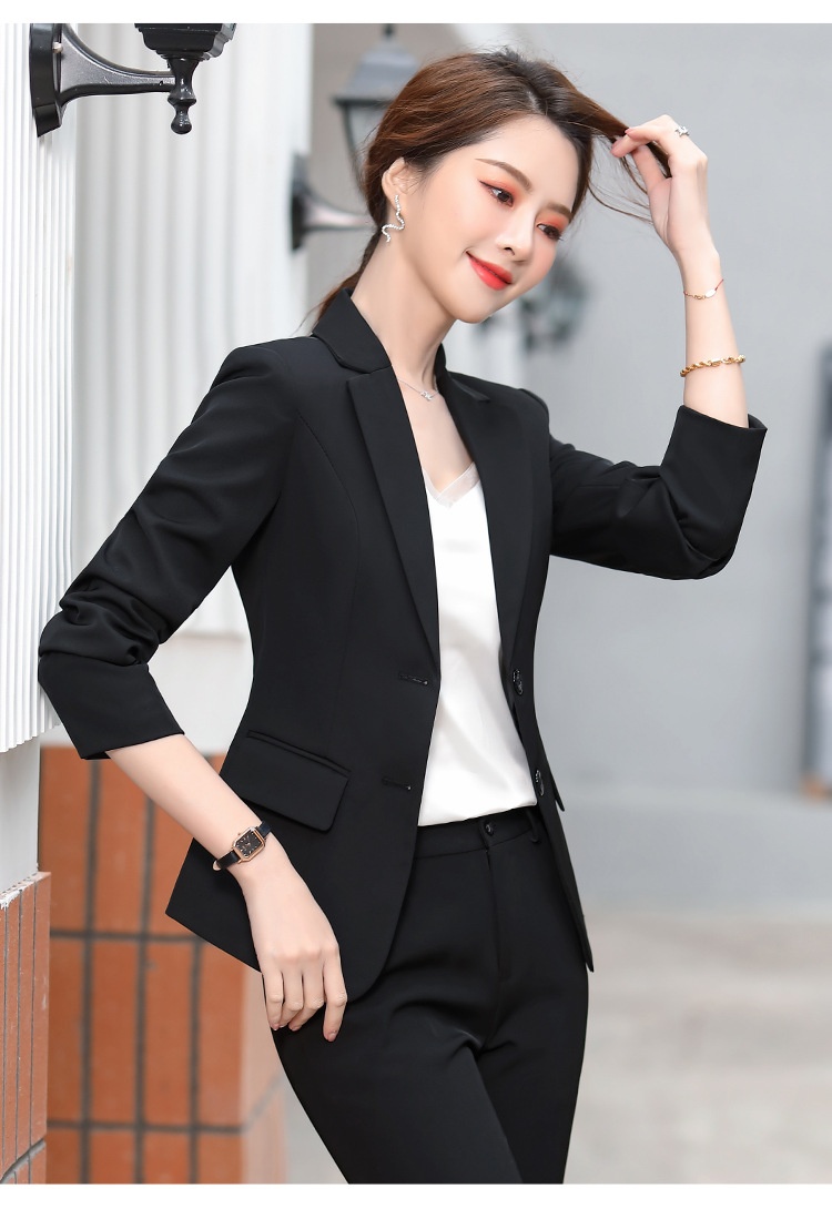 New Spring Collection Long-sleeve Set For Women, Formal Interview Attire, Slim-fit Black Blazer, Women's Suit_voghion.com