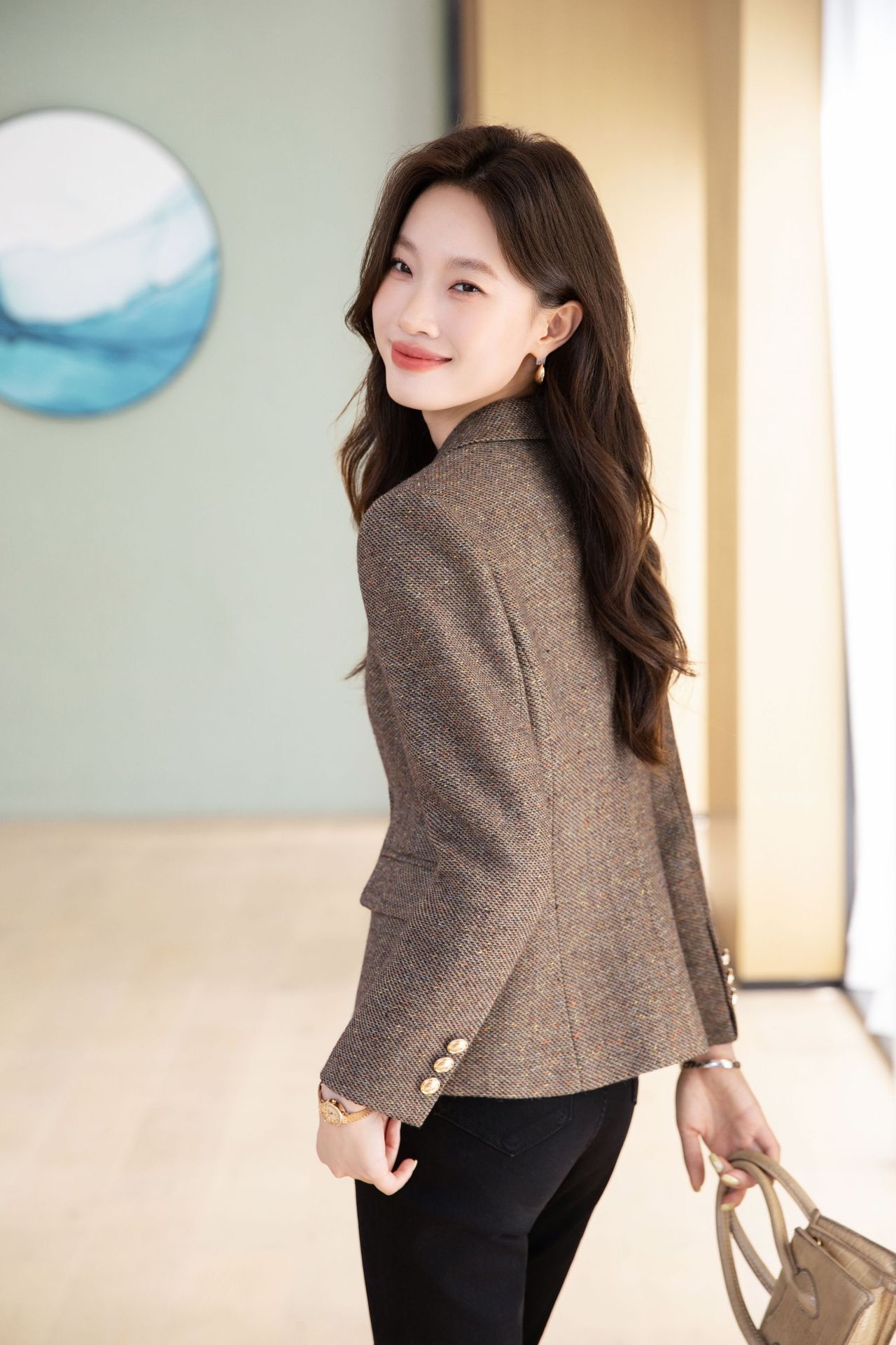 Blazer marrone in lana da donna stile chic autunno inverno_voghion.com