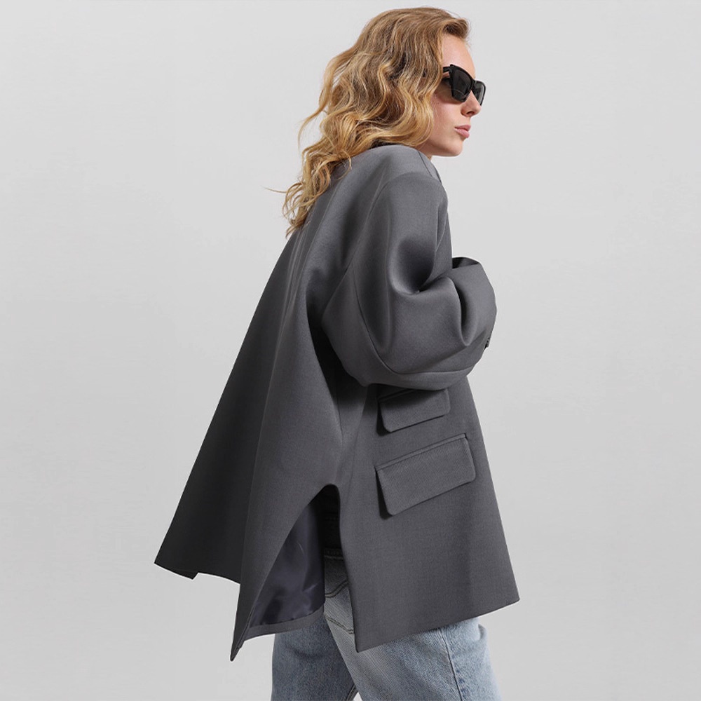 Elegant Irregular Hem Side-slit Blazer For Women For Daily Style_voghion.com