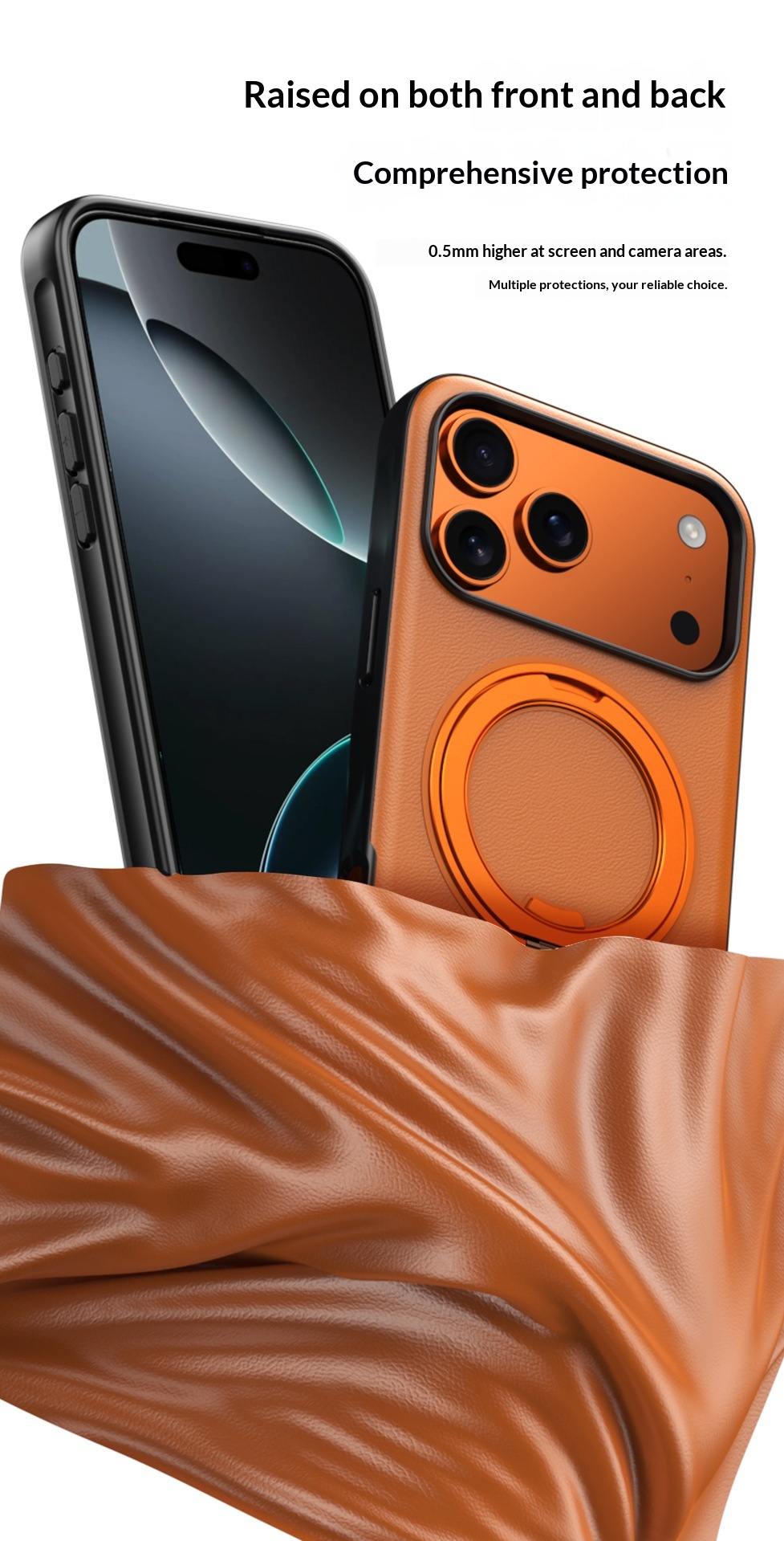 Unsichtbarer, drehbarer Ständer, kompatibel mit iPhone 17 Pro Max Hülle, magnetische Lederhalterung, Schutzhülle_voghion.com