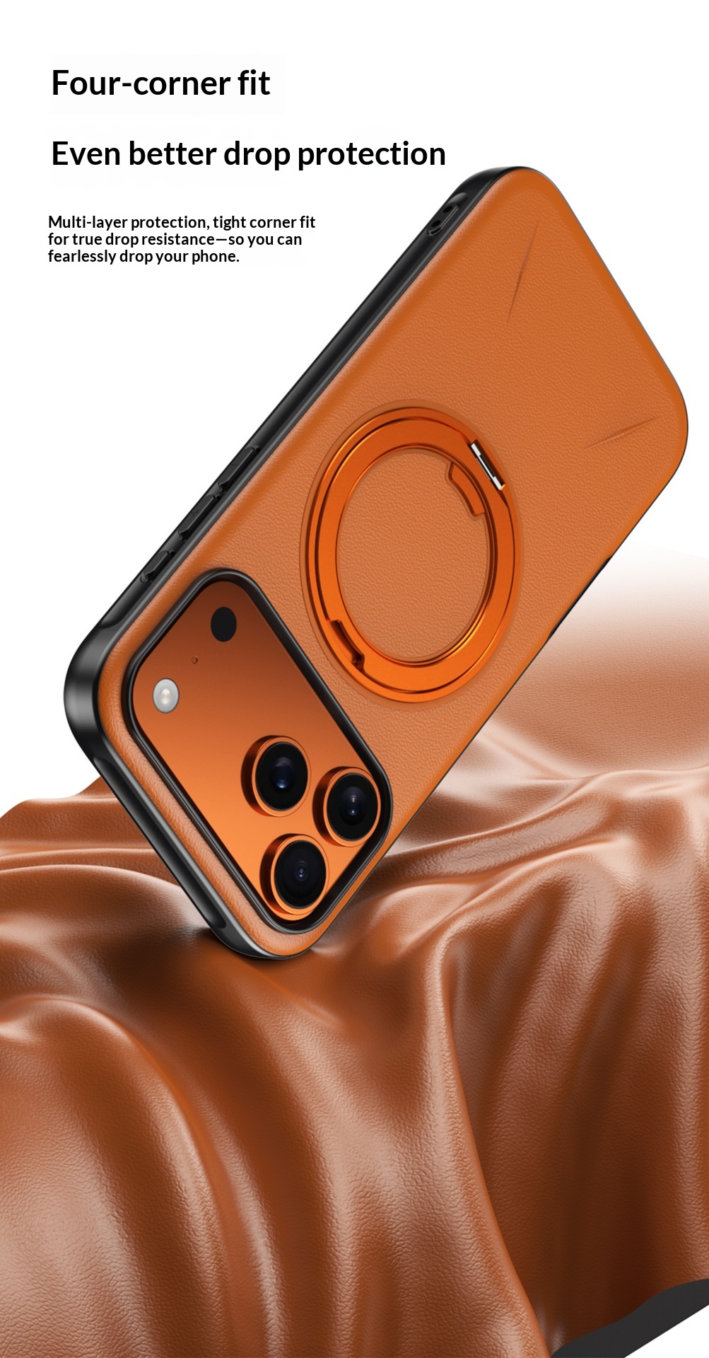 Unsichtbarer, drehbarer Ständer, kompatibel mit iPhone 17 Pro Max Hülle, magnetische Lederhalterung, Schutzhülle_voghion.com