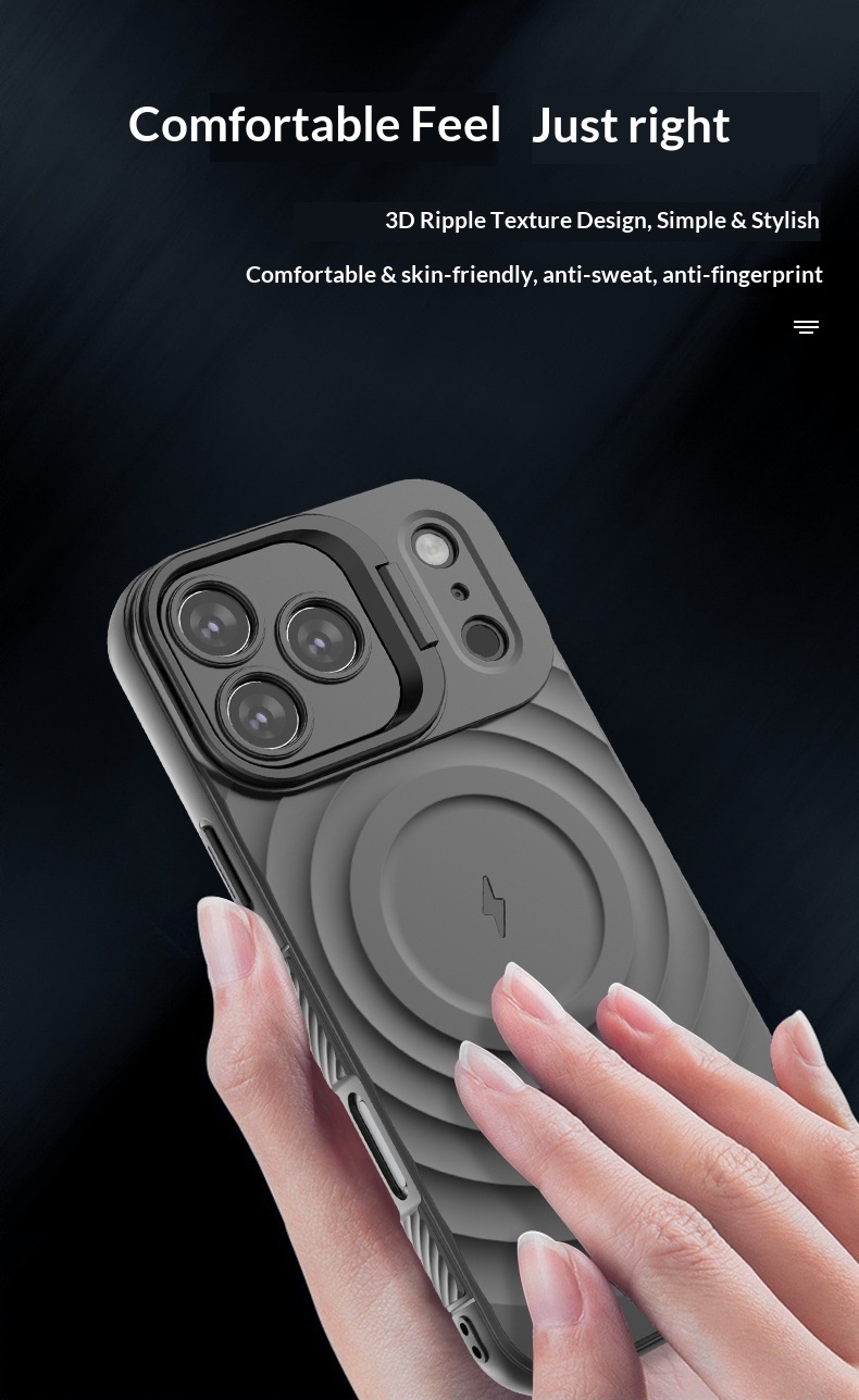 Cross-border Compatible IPhone Series Lens Full Coverage Invisible Stand 17 Corrugated Shockproof Phone Case_voghion.com