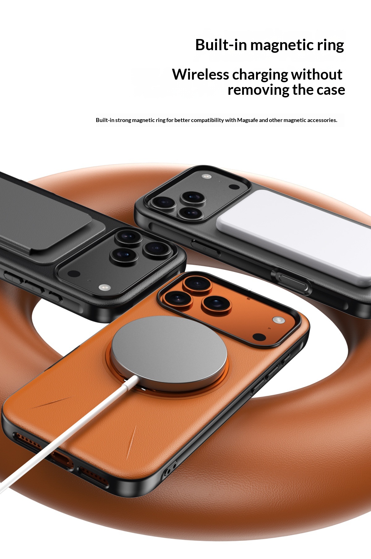 Unsichtbarer, drehbarer Ständer, kompatibel mit iPhone 17 Pro Max Hülle, magnetische Lederhalterung, Schutzhülle_voghion.com