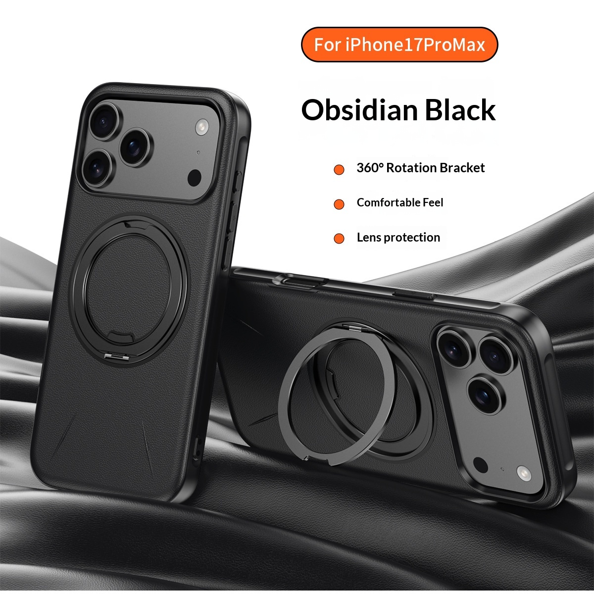 Unsichtbarer, drehbarer Ständer, kompatibel mit iPhone 17 Pro Max Hülle, magnetische Lederhalterung, Schutzhülle_voghion.com