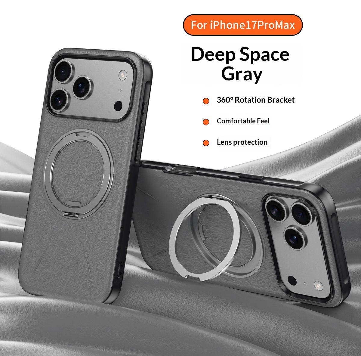 Unsichtbarer, drehbarer Ständer, kompatibel mit iPhone 17 Pro Max Hülle, magnetische Lederhalterung, Schutzhülle_voghion.com